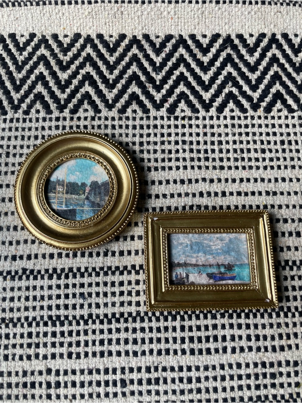 Set of two coastal print framed magnets